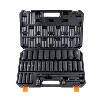 1/2-Inch Drive Deep Impact Socket Set, 34-Piece Metric 8–36mm