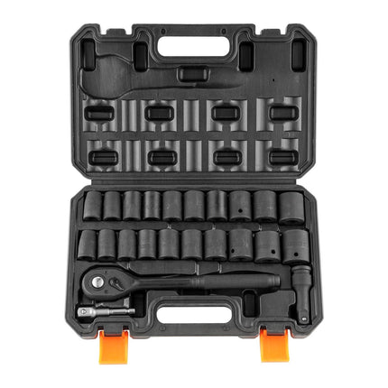 1/2 Inch Drive Impact Socket Set, 23-Piece SAE/Metric
