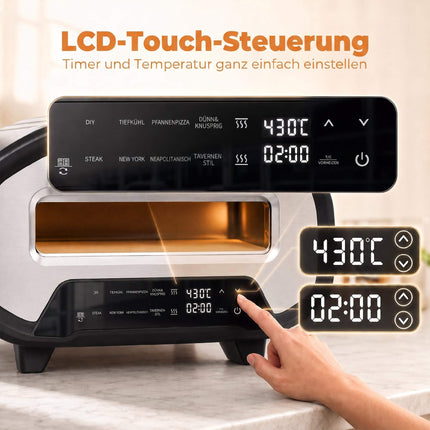 12-Inch Electric Pizza Oven, 8 Programs, 430C, Ceramic Stone