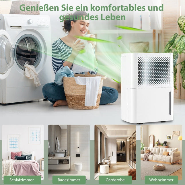 12L Luftentfeuchter mit 24H Timer, 2.2L Tank für 10-15m² Räume