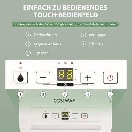 Odvlhčovač 12L s 24H časovačem a nádržkou 2.2L pro místnosti 10-15m²