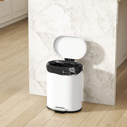 12L White Trash Can with Lid, Foot Pedal, Soft-Close