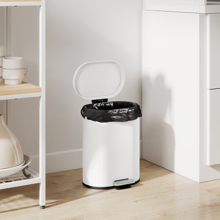 12L White Trash Can with Lid, Foot Pedal, Soft-Close