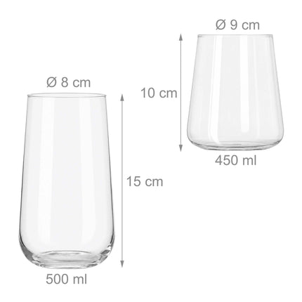 Skleněná sada 12 ks – 6 sklenic na longdrink a 6 na vodu
