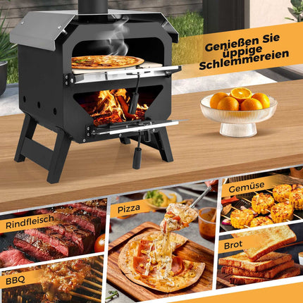 Přenosná venkovní pec na pizzu 12" s kamenem a krytem
