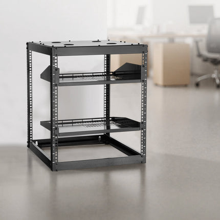 12U Open Frame Network Rack, 23-Inch Depth, Wall or Floor Mount