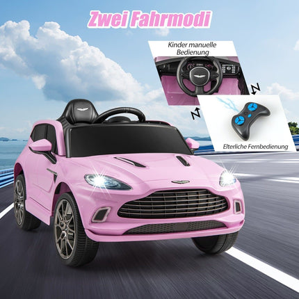 Dětské autíčko 12V Aston Martin DBX s dálkovým ovládáním 2.4G, 1.4-2.5 km/h, růžová