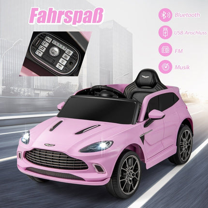 Dětské autíčko 12V Aston Martin DBX s dálkovým ovládáním 2.4G, 1.4-2.5 km/h, růžová