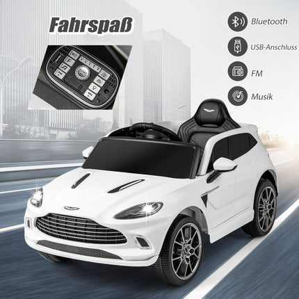 Dětské autíčko 12V Aston Martin DBX s dálkovým ovládáním 2.4G, 1.4-2.5 km/h, bílá