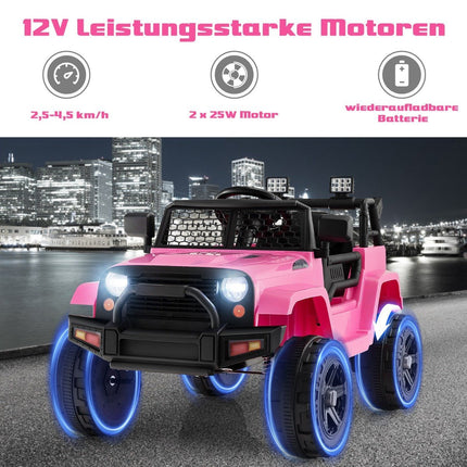 Dětské elektrické vozítko 12V na baterie s dálkovým ovládáním, růžová