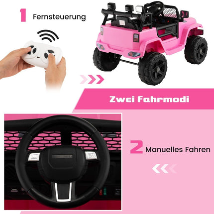 Dětské elektrické vozítko 12V na baterie s dálkovým ovládáním, růžová