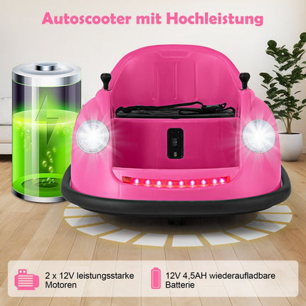 Dětský elektrický autodrom 12V s dálkovým ovládáním, LED světly a hudbou, růžová