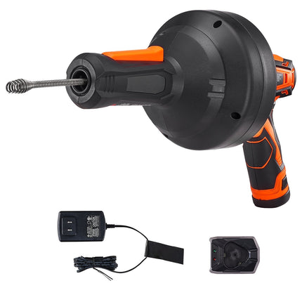 12V Cordless Electric Drain Snake, 8m 7mm Cable, Charger