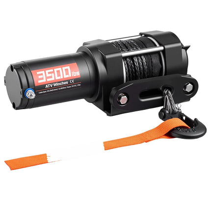 12V Electric ATV Winch 3500 lb, 10 m Synthetic Rope, Wired Remote