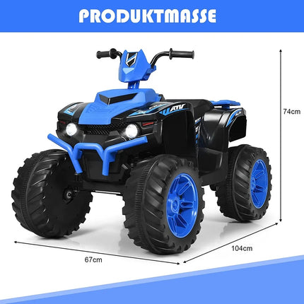 Dětská elektrická čtyřkolka 12V se světlem, hudbou a klaksonem, 4 kola, 2.8-5 km/h, pro děti od 3 let, modrá
