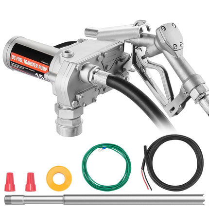 12V Fuel Transfer Pump, 15 GPM Gear Pump, Auto Nozzle