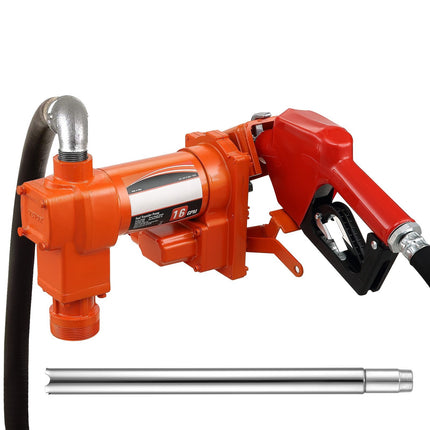 12V Fuel Transfer Pump, 16 GPM, 1/4 HP, Auto Nozzle