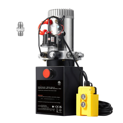 12V Hydraulic Pump Power Unit, Single-Acting, 4-Quart