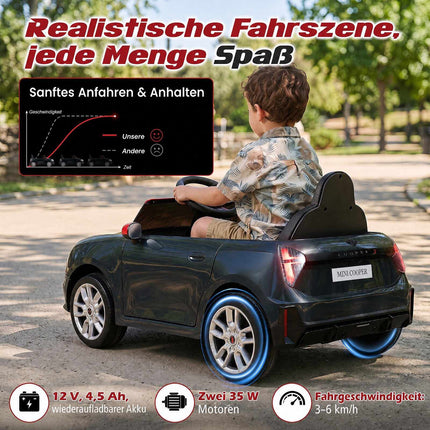 12V Kids Electric Car, BMW Mini Design, Black, Remote Control