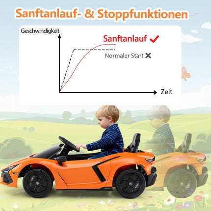 12V Kids Electric Car with LED Lights – Orange