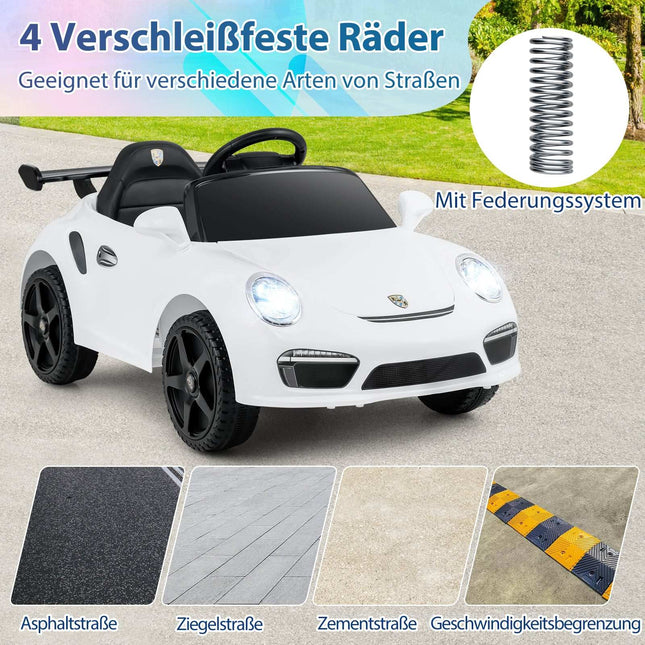 Dětské elektrické auto 12V s ovladačem, licencované Porsche, bílá