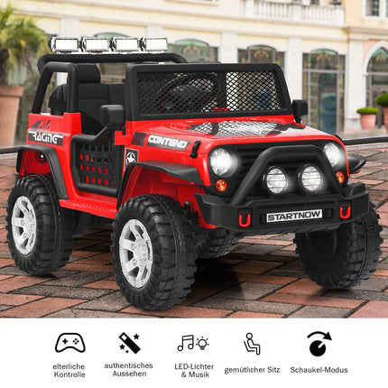 Dětské elektrické auto 12V s ovladačem, světly a hudbou, červená