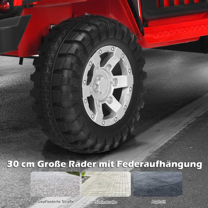 Dětské elektrické auto 12V s ovladačem, světly a hudbou, červená