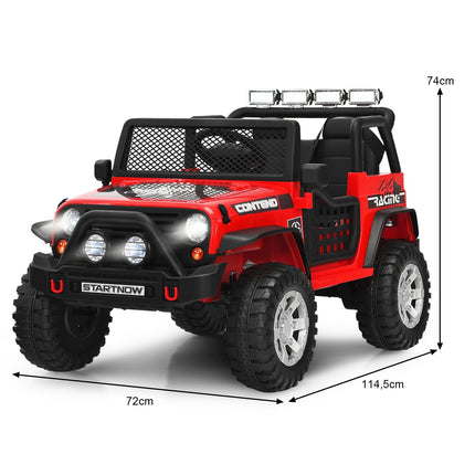 Dětské elektrické auto 12V s ovladačem, světly a hudbou, červená