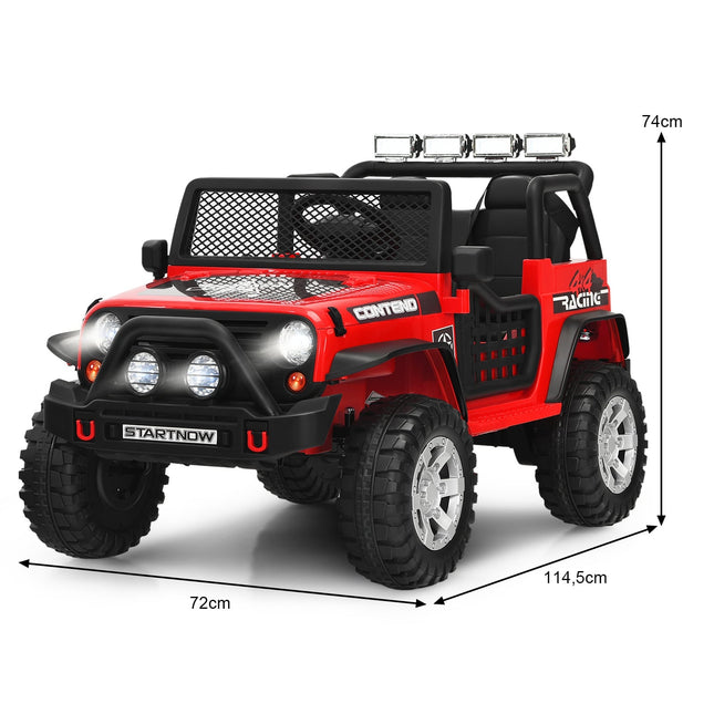 Dětské elektrické auto 12V s ovladačem, světly a hudbou, červená