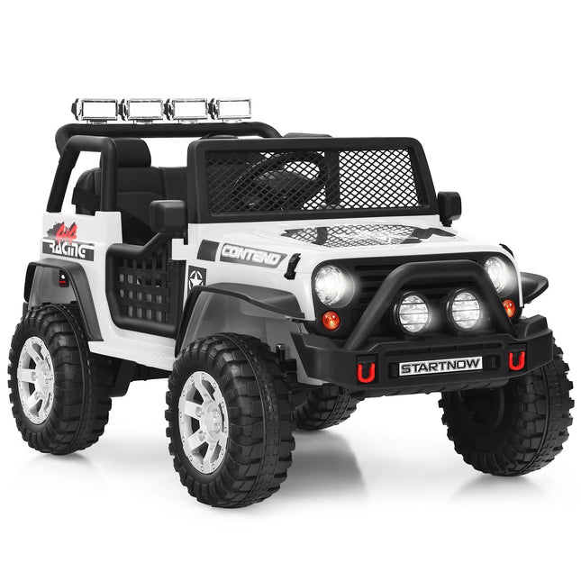 12V Kids Electric Car with Remote, Lights, Music, White