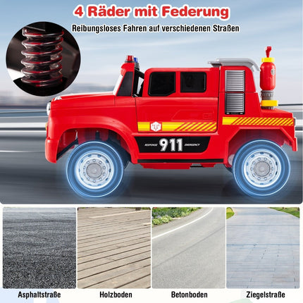 12V Kids Electric Fire Truck with Remote & Water Gun
