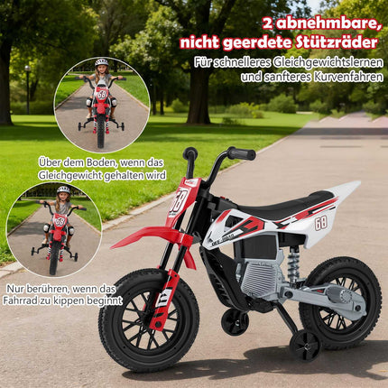 Dětská elektrická motorka 12V se snímatelnými pomocnými kolečky