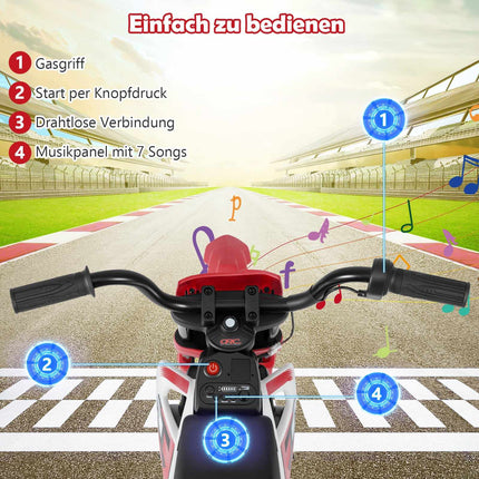 Dětská elektrická motorka 12V se snímatelnými pomocnými kolečky