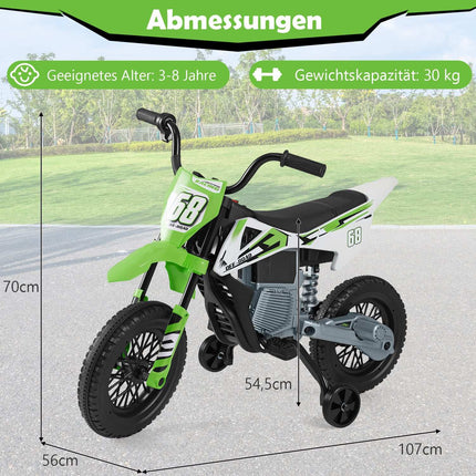 Dětská elektrická motorka 12V se snímatelnými pomocnými kolečky