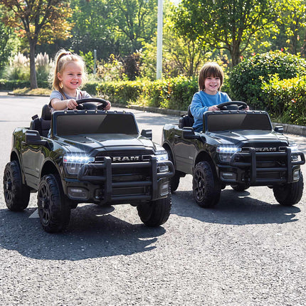 12V Kids Electric Ride-On Car, Black, 2 Motors, Ages 3+