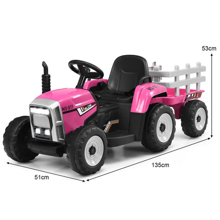 Dětský traktor 12V s vlečkou, dálkové ovládání