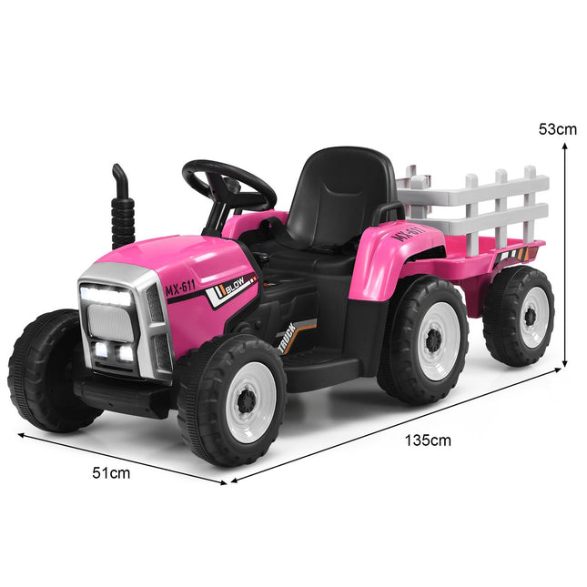 Dětský traktor 12V s vlečkou, dálkové ovládání