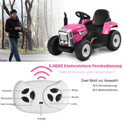 Dětský traktor 12V s vlečkou, dálkové ovládání