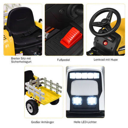 Dětský traktor 12V s vlečkou, dálkové ovládání