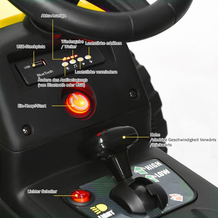 Dětský traktor 12V s vlečkou – žlutá