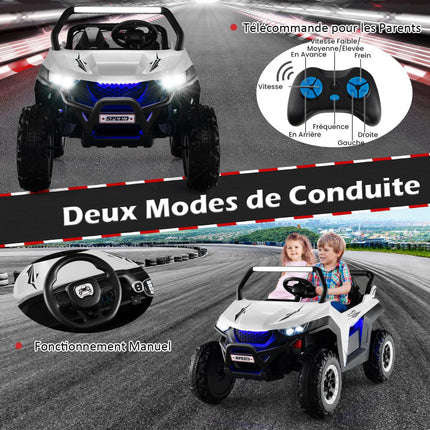 Dětské UTV 12V, dálkové ovládání, dvoumístné, bílá