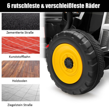 Dětský traktor 12V s odnímatelnou vlečkou a dálkovým ovládáním, elektrické vozítko, černá