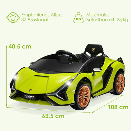Dětské elektrické auto 12V Lamborghini s dálkovým ovládáním 2.4G, 3-5km/h, s MP3, zelená