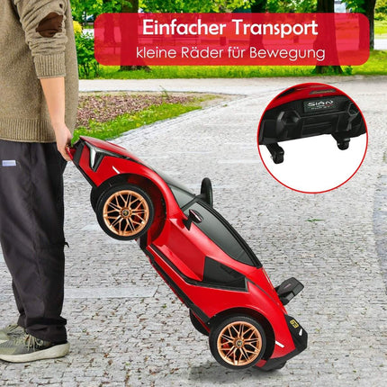 Dětské elektrické auto 12V Lamborghini s dálkovým ovládáním 2.4G, 3-5km/h, s MP3, červená