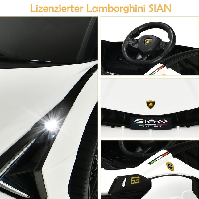 Dětské elektrické auto 12V Lamborghini s dálkovým ovládáním 2.4G, 3-5km/h, s MP3, bílá