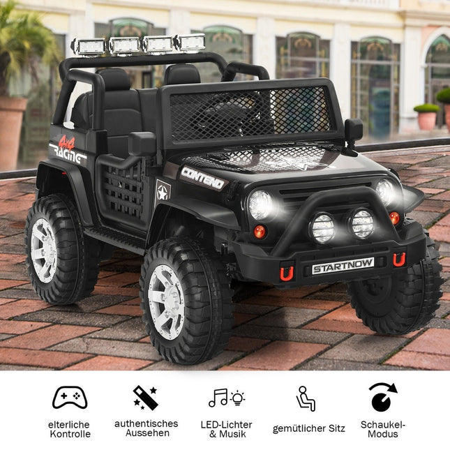 Dětské elektrické auto 12V s dálkovým ovládáním, světly a hudbou, elektrické vozítko, černá