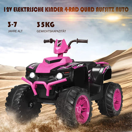 Dětská elektrická mini čtyřkolka 12V se světlometem, hudbou a klaksonem, růžová
