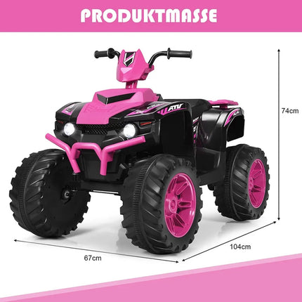 Dětská elektrická mini čtyřkolka 12V se světlometem, hudbou a klaksonem, růžová