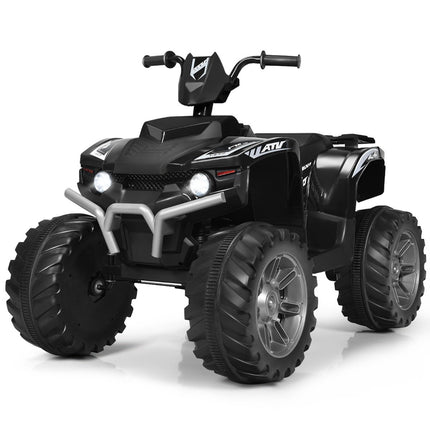 Dětská elektrická mini čtyřkolka 12V se světlomety, hudbou a klaksonem, 4 kola, 2.8-5 km/h, pro děti od 3 let, černá