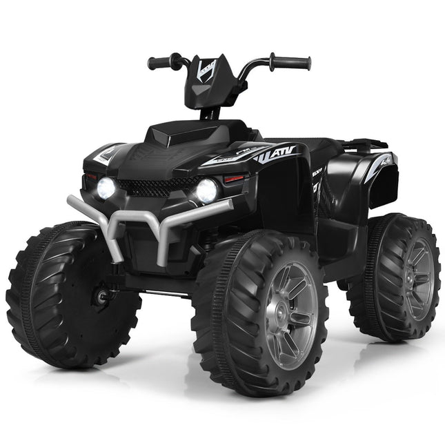 Dětská elektrická mini čtyřkolka 12V se světlomety, hudbou a klaksonem, 4 kola, 2.8-5 km/h, pro děti od 3 let, černá